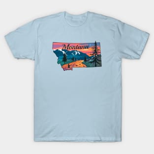 Montana Fly Fishing State River Sunset by TeeCreations T-Shirt